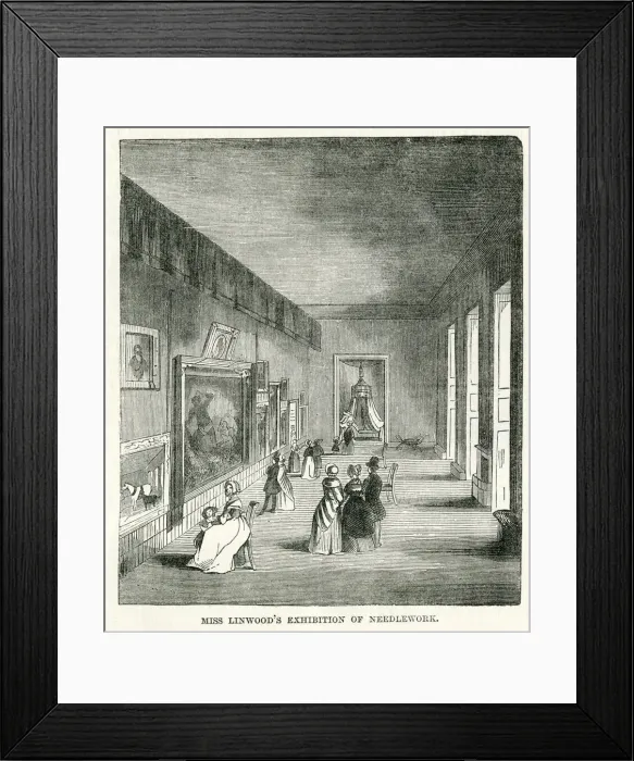 Framed Print : Exhibition of needlework by Mary Linwood, London