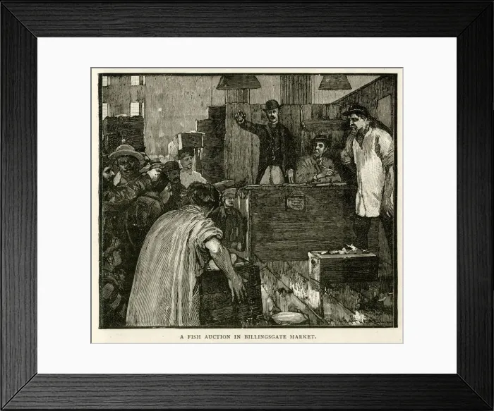 Framed Print : Fish auction, Billingsgate Market, London Framed Print : Fish auction, Billingsgate Market, London