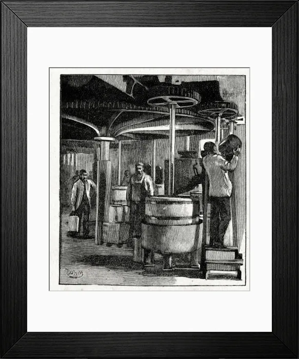 Framed Print : Frys Cocoa and Chocolate, grinding chocolate Framed Print : Frys Cocoa and Chocolate, grinding chocolate