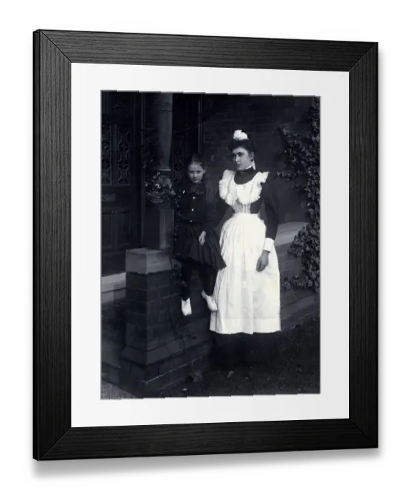 Framed Print : Girl with nanny, nurse or servant Framed Print : Girl with nanny, nurse or servant