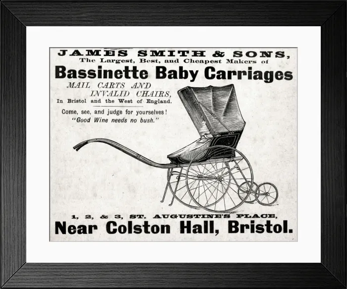 Framed Print : Advert, James Smith & Sons, Baby Carriages Framed Print : Advert, James Smith & Sons, Baby Carriages
