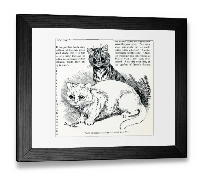 Framed Print : Louis Wain cats - Our Mistress is sure to come for us Framed Print : Louis Wain cats - Our Mistress is sure to come for us