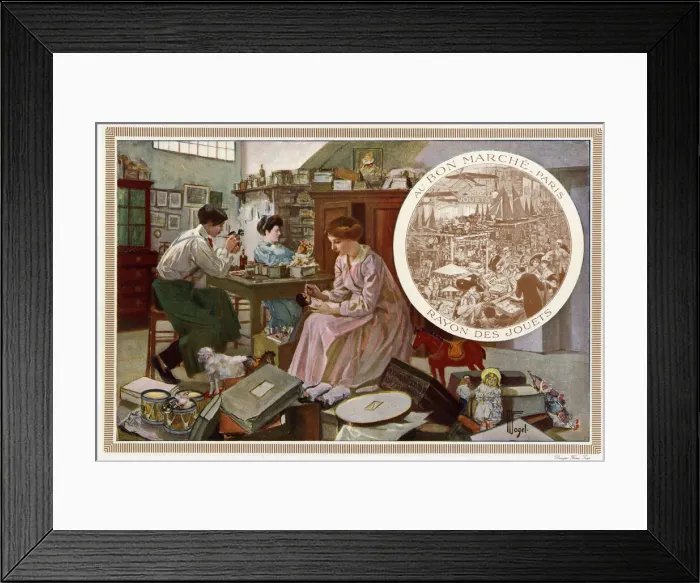 Framed Print : Painting dolls and toys for Au Bon Marche Paris, France Framed Print : Painting dolls and toys for Au Bon Marche Paris, France