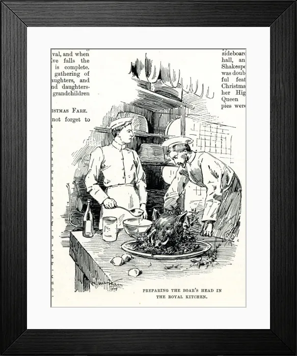 Framed Print : Preparing the Boars Head in the Royal Kitchen, Windsor Framed Print : Preparing the Boars Head in the Royal Kitchen, Windsor