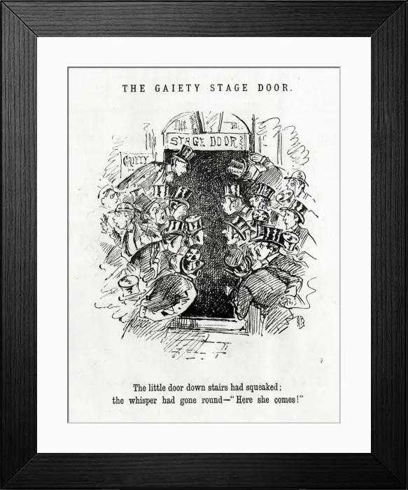 Framed Print : Cartoon, The Gaiety Theatre Stage Door Framed Print : Cartoon, The Gaiety Theatre Stage Door
