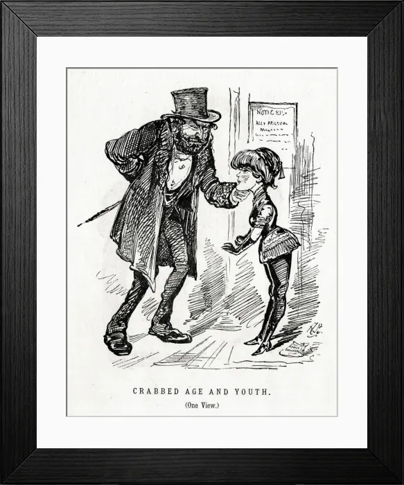 Framed Print : Cartoon, Crabbed Age and Youth (One View) Framed Print : Cartoon, Crabbed Age and Youth (One View)