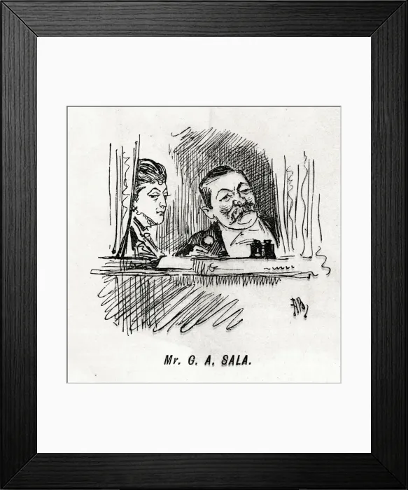 Framed Print : Cartoon, George Augustus Sala, writer and journalist Framed Print : Cartoon, George Augustus Sala, writer and journalist