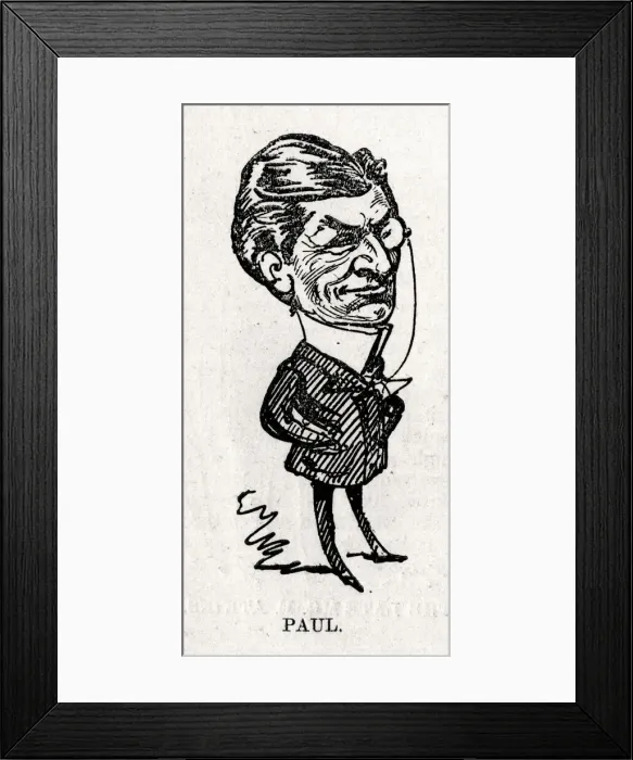 Framed Print : Cartoon portrait, Paul Martinetti, pantomime performer Framed Print : Cartoon portrait, Paul Martinetti, pantomime performer