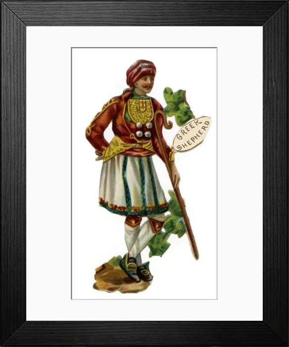 Framed Print : Victorian scrap, a Greek shepherd Framed Print : Victorian scrap, a Greek shepherd