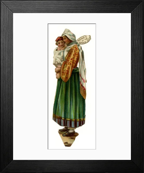 Framed Print : Victorian scrap, a woman and child of the Greek Isles Framed Print : Victorian scrap, a woman and child of the Greek Isles