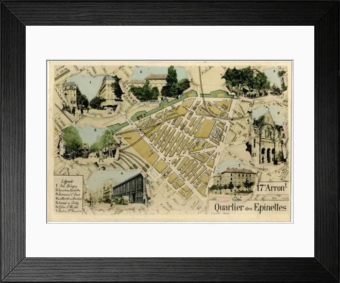 Framed Print : Map of the 17th Arrondissement, Paris, France
