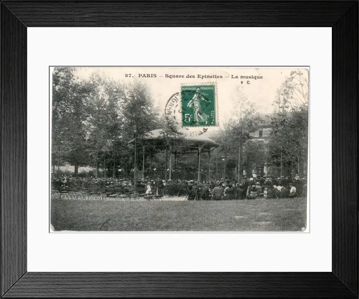 Framed Print : Bandstand concert, Square des Epinettes, Paris, France Framed Print : Bandstand concert, Square des Epinettes, Paris, France