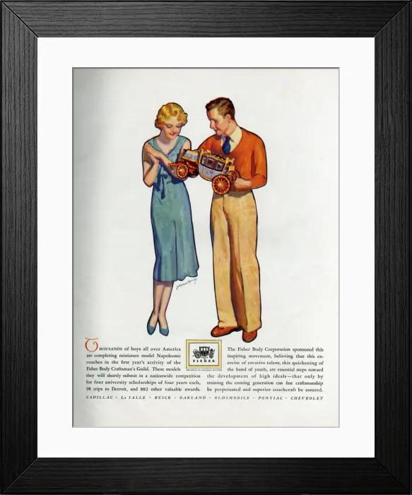 Framed Print : Advert, Fisher Body Craftsmans Guild and Corporation Framed Print : Advert, Fisher Body Craftsmans Guild and Corporation