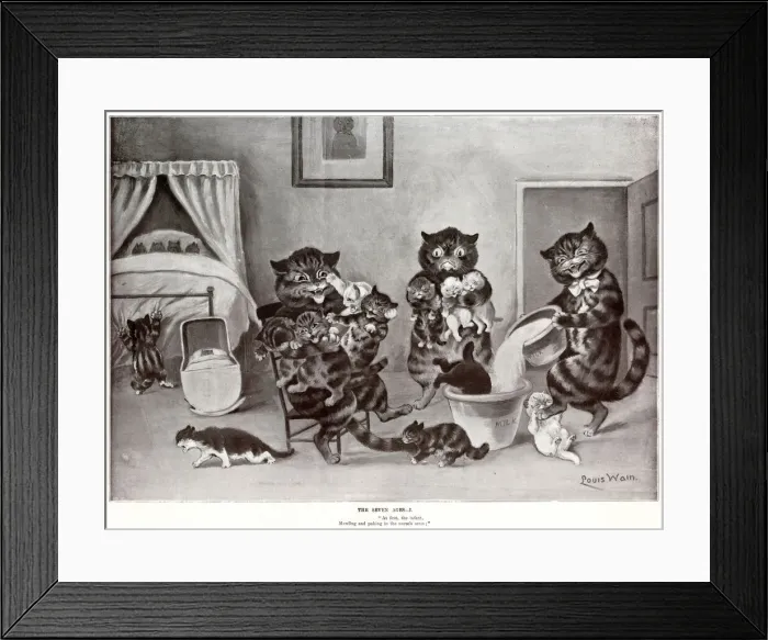 Framed Print : Supplement, The Seven Ages by Louis Wain - One