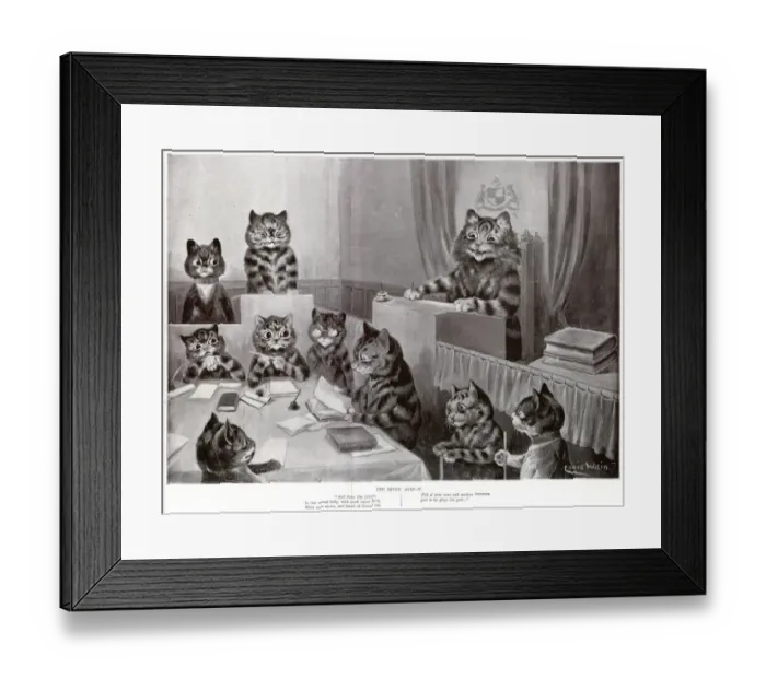 Framed Print : Supplement, The Seven Ages by Louis Wain - Five Framed Print : Supplement, The Seven Ages by Louis Wain - Five