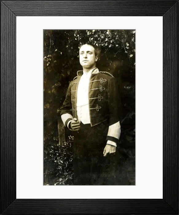 Framed Print : Reginald Jecks, performer, in military costume Framed Print : Reginald Jecks, performer, in military costume