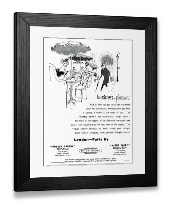Framed Print : London to Paris by British Railways - Business or Pleasure Framed Print : London to Paris by British Railways - Business or Pleasure