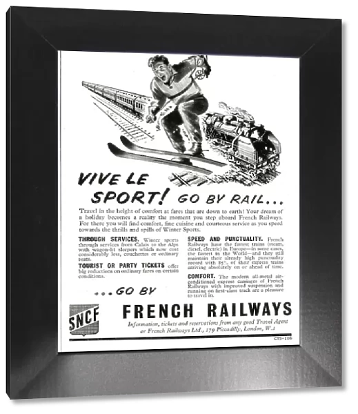 Vive Le Sport! Go by rail... Advert for SNCF French Railways