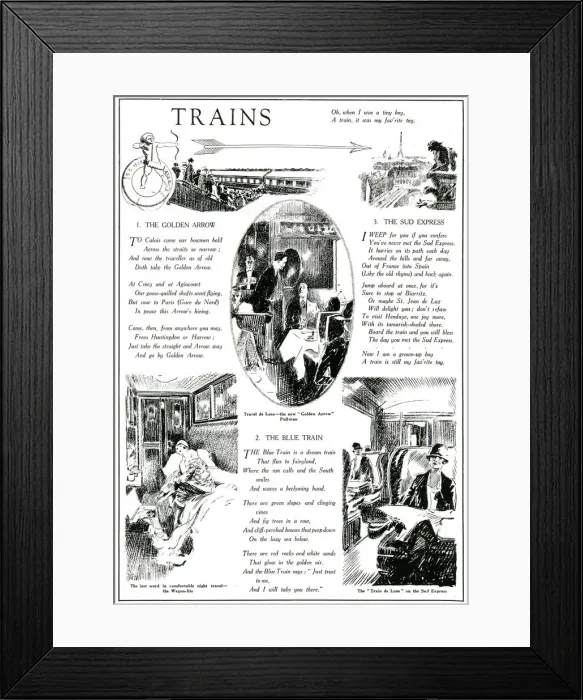 Framed Print : Trains - The Golden Arrow, The Sud Express - The Blue Train Framed Print : Trains - The Golden Arrow, The Sud Express - The Blue Train
