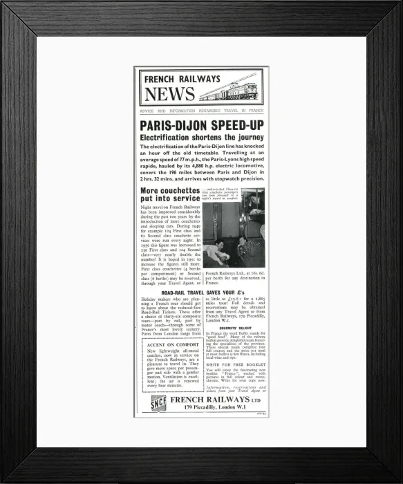 Framed Print : French Railway News - Paris-Dijon Speed-up Framed Print : French Railway News - Paris-Dijon Speed-up