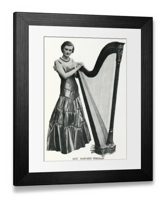 Framed Print : Miss Margaret Whigham with her harp Framed Print : Miss Margaret Whigham with her harp