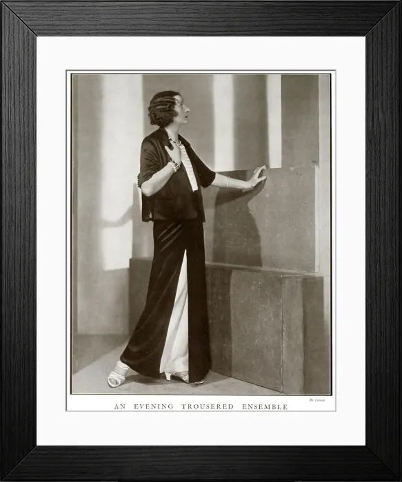 Framed Print : An evening trousered ensemble by Jean Patou Framed Print : An evening trousered ensemble by Jean Patou