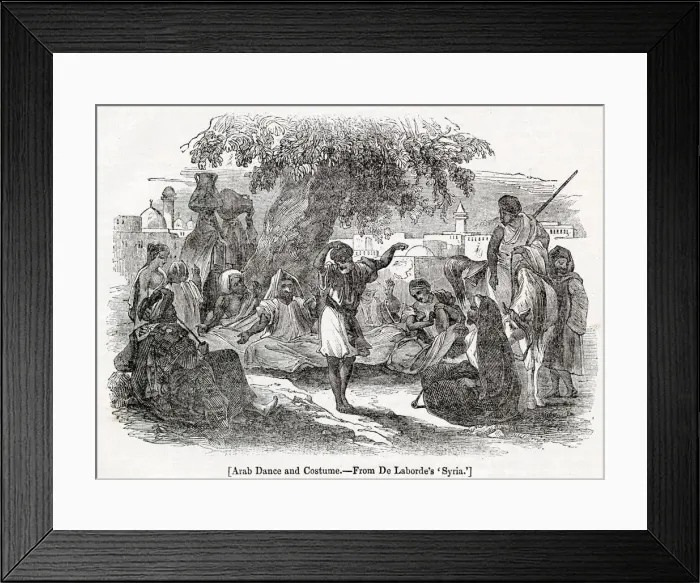 Framed Print : Arab dance and costume, Syria. Date: 1840 Framed Print : Arab dance and costume, Syria. Date: 1840
