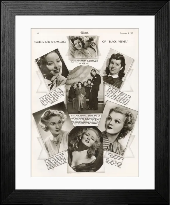 Framed Print : Starlets and show-girls of Black Velvet at London Hippodrome