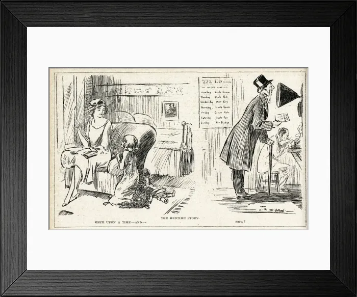 Framed Print : Cartoon, The Bedtime Story Framed Print : Cartoon, The Bedtime Story