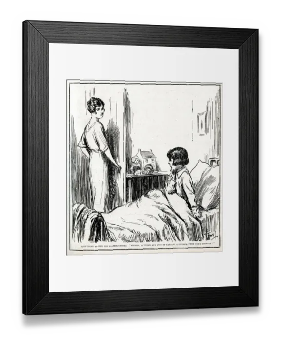 Framed Print : Cartoon, Child sent to bed for misbehaviour Framed Print : Cartoon, Child sent to bed for misbehaviour