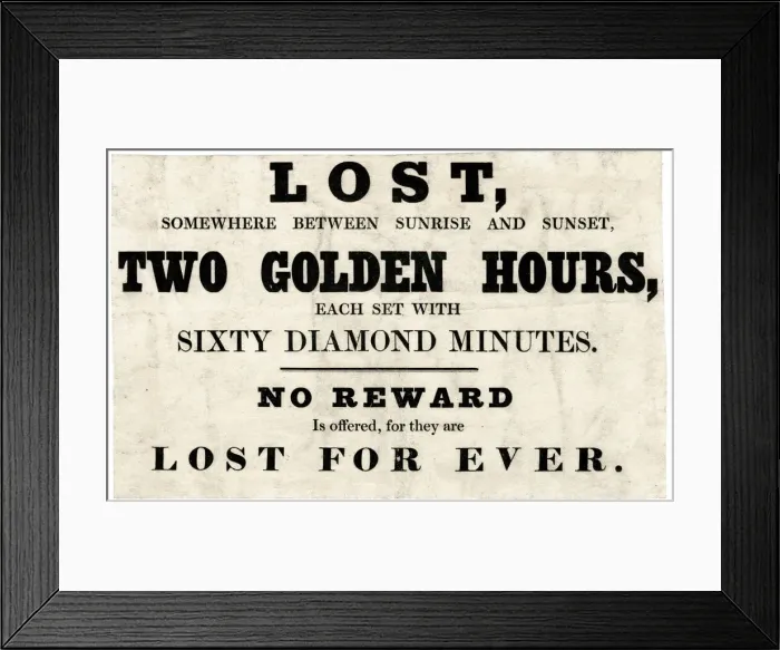 Framed Print : Joke notice, Lost Hours Framed Print : Joke notice, Lost Hours