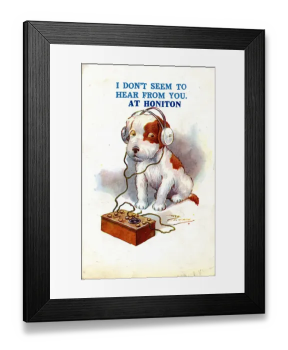 Framed Print : Early radio crystal set, terrier puppy Framed Print : Early radio crystal set, terrier puppy