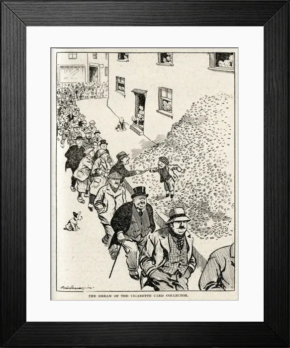 Framed Print : Cartoon, The Dream of the Cigarette Card Collector Framed Print : Cartoon, The Dream of the Cigarette Card Collector