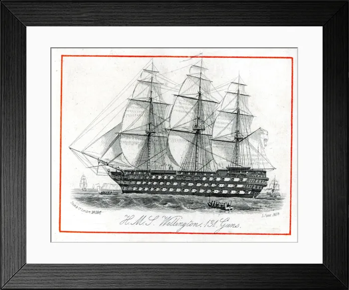 Framed Print : HMS Wellington, Royal Navy ship, 131 guns Framed Print : HMS Wellington, Royal Navy ship, 131 guns