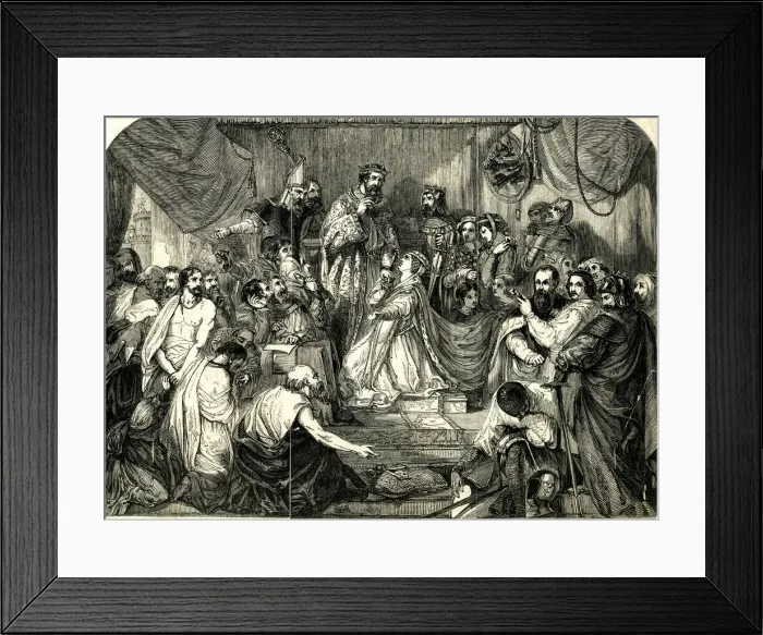Framed Print : Queen Philippa pleads for the burghers of Calais Framed Print : Queen Philippa pleads for the burghers of Calais