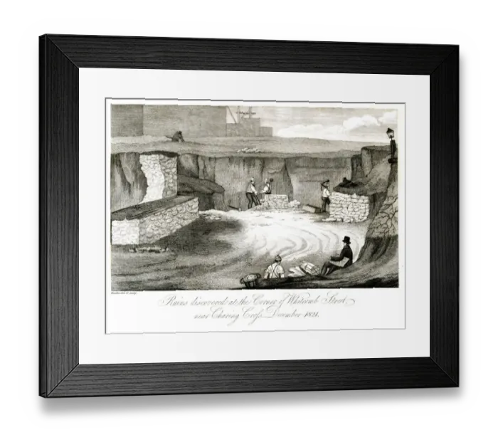 Framed Print : Ruins discovered, Whitcomb Street, London Framed Print : Ruins discovered, Whitcomb Street, London