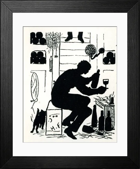 Framed Print : Silhouette, In His Wine Cellar Framed Print : Silhouette, In His Wine Cellar