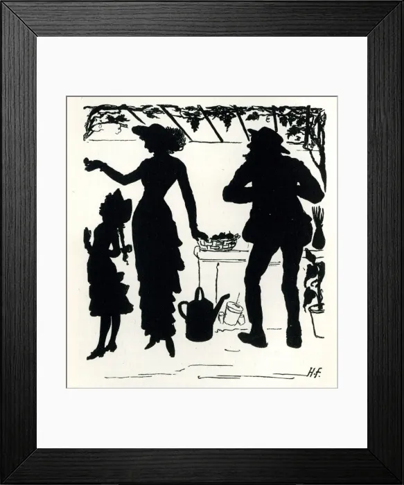 Framed Print : Silhouette, Offering a Peach in the Hothouse Framed Print : Silhouette, Offering a Peach in the Hothouse