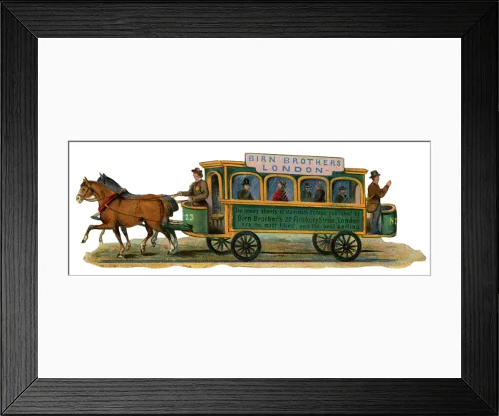 Framed Print : Victorian scrap, Birn Brothers horse-drawn tram Framed Print : Victorian scrap, Birn Brothers horse-drawn tram