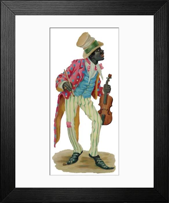Framed Print : Victorian scrap, black musician with violin Framed Print : Victorian scrap, black musician with violin
