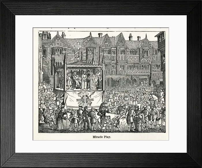Framed Print : Miracle Play taking place in the street in York Framed Print : Miracle Play taking place in the street in York