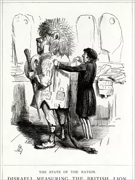 Cartoon, Disraeli Measuring the British Lion
