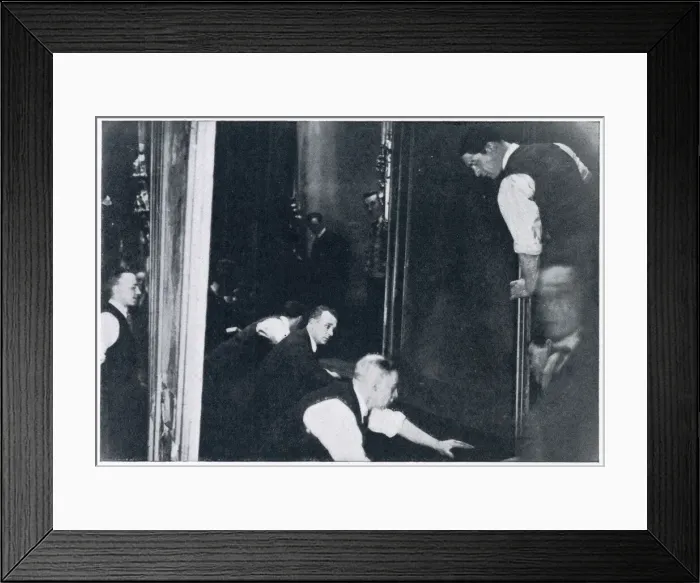Framed Print : Behind the scenes at the London Hippodrome, scene shifters Framed Print : Behind the scenes at the London Hippodrome, scene shifters