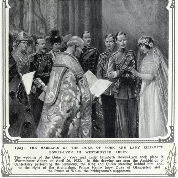 Marriage of Duke of York and Lady Elizabeth Bowes-Lyon 1923