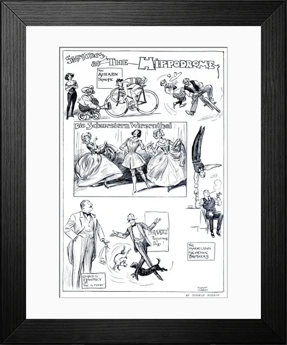 Framed Print : Sketches at the Hippodrome, 1909 by Norman Morrow Framed Print : Sketches at the Hippodrome, 1909 by Norman Morrow