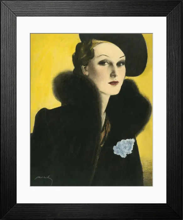 Framed Print : 1930s woman in black with yellow background, Albert Bailey Framed Print : 1930s woman in black with yellow background, Albert Bailey