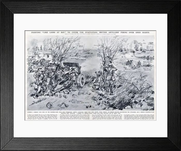 Framed Print : British artillery covering the evacuation of Dunkirk, WW2 Framed Print : British artillery covering the evacuation of Dunkirk, WW2