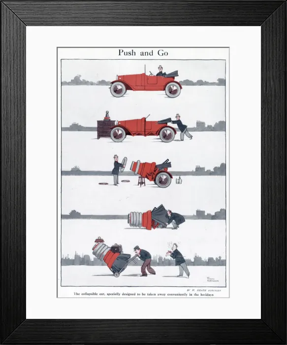 Framed Print : Push and Go by Heath Robinson Framed Print : Push and Go by Heath Robinson