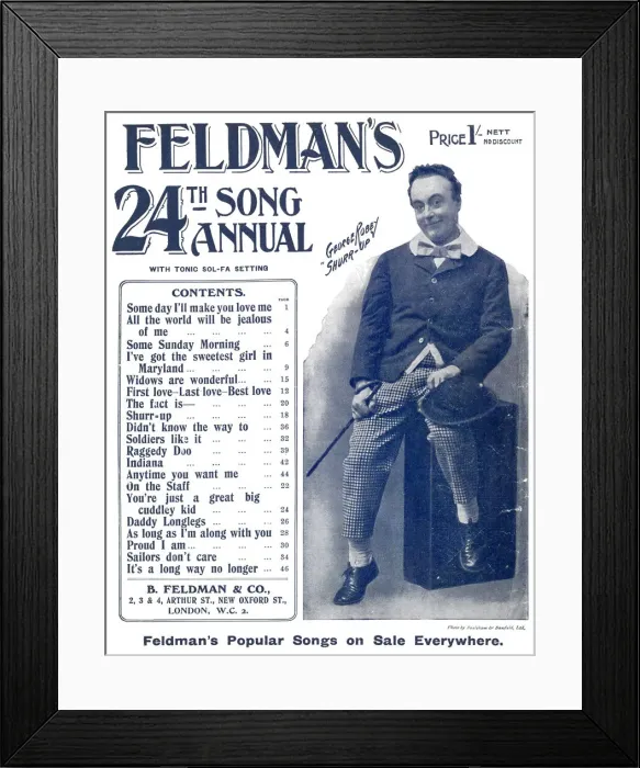 Framed Print : Feldmans 24th Song Annual - George Robey Framed Print : Feldmans 24th Song Annual - George Robey