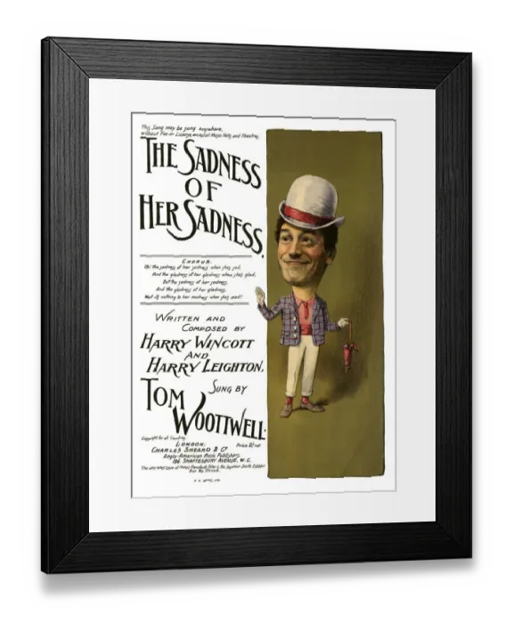 Framed Print : The Sadness of her Sadness sung by Tom Woottwell Framed Print : The Sadness of her Sadness sung by Tom Woottwell